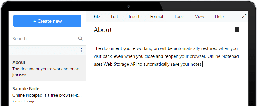 Cicin Online Notepad Screenshot