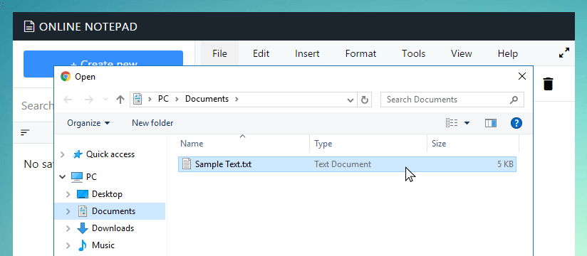 Open file dialog in Cicin